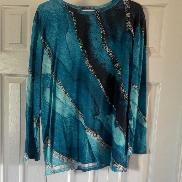 None Tops - Teal and Black Women's Top